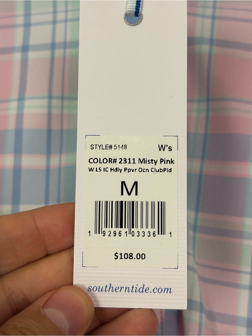Southern Tide Intercoastal plaid popover blouse misty pink medium NWT - Picture 7 of 9